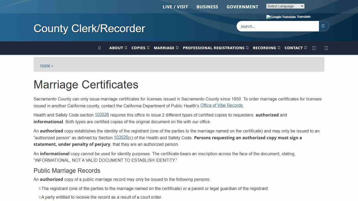 Marriage Certificates